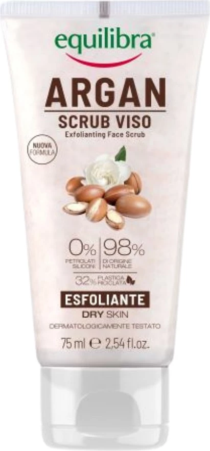 Eksfoliant za obraz z arganovim oljem Equilibra, 75 ml