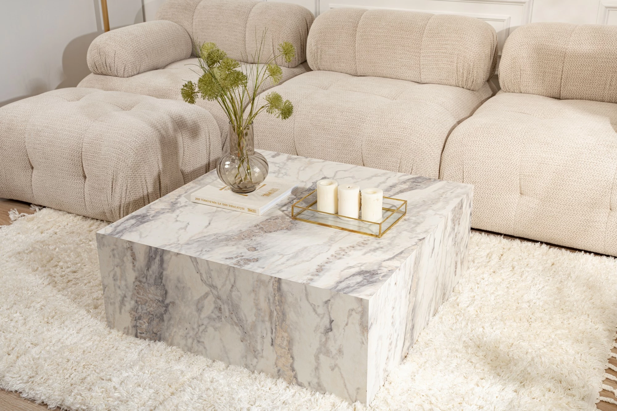 Kavna mizica Prizma, Freesia Marble, Nordure