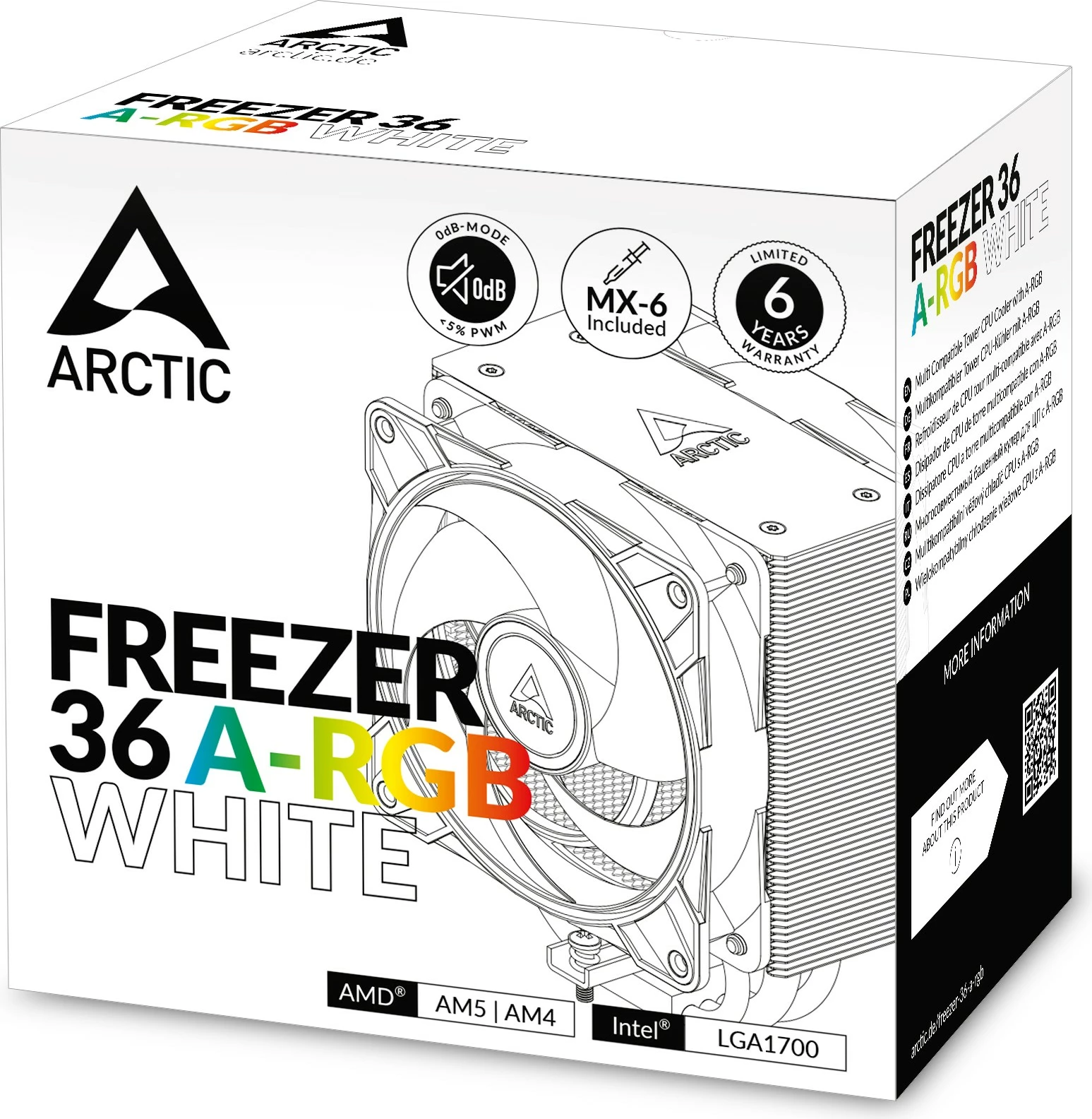 Hladilnik procesorja ARCTIC Freezer 36 A-RGB, 12 cm, bel