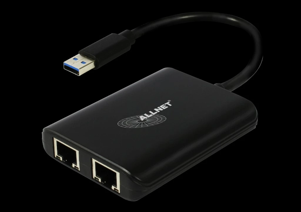 Dvojni Ethernet in USB 3.0 adapter ALLNET ALL-NC-2G-102-USB-A, črn