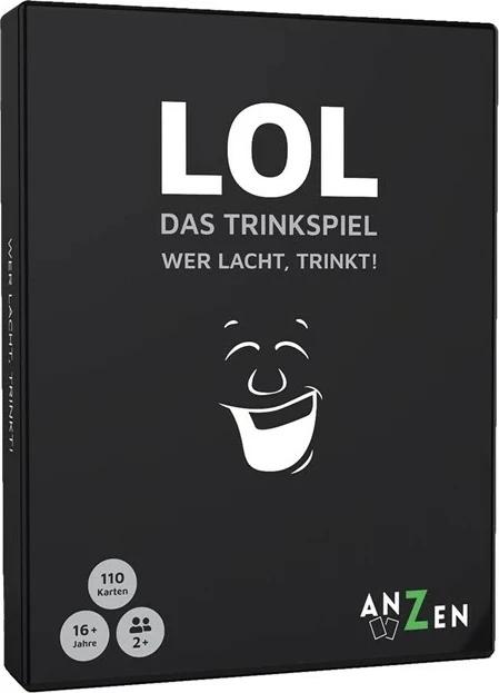 Igra s kartami LOL Das Trinkspiel Anzen, 110 kart, za odrasle, črno/bela