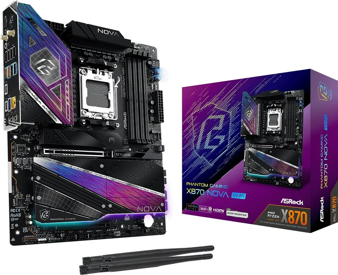 Plošča za matično ploščo Asrock X870 NOVA WIFI, ATX, za AMD, črna