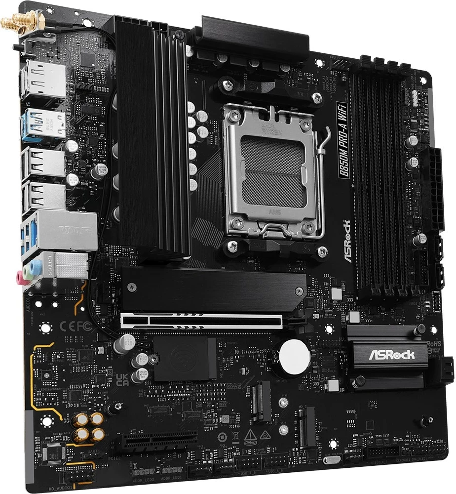 Mati mikro ATX plošča Asrock B850M Pro-A WiFi, Sockel AM5, črna