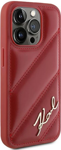 Diagonalno prešit ovitek za iPhone 15 Pro Max, Karl Lagerfeld, rdeč
