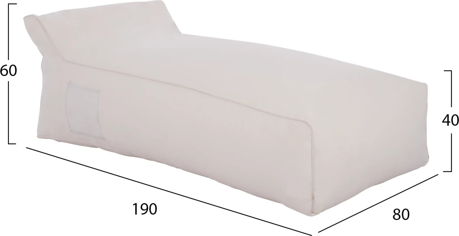 Ležalni pouf Wadelin FH5774.11 iz textilina bele barve 190x80x40-60 cm