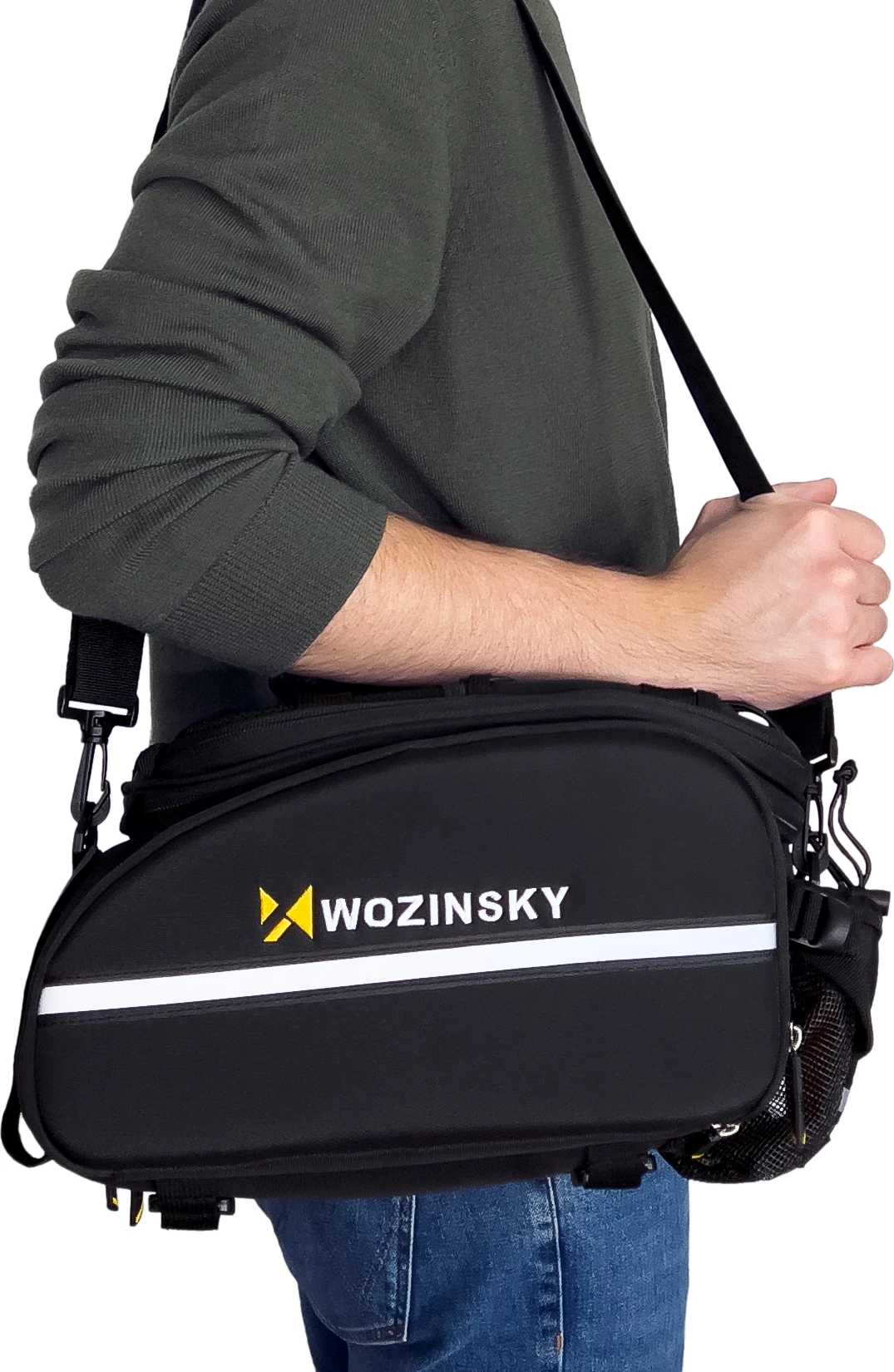 Torba za kolo Wozinsky WBB19BK, 35 L, z dežnim pokrivalom, črna