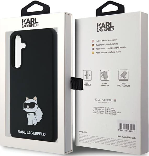 Silikonski ovitek z motivom Choupette Karl Lagerfeld za Samsung Galaxy A35, črn