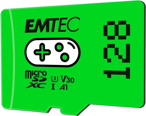 MicroSDXC 128 GB, UHS‑I U3 V30, EMTEC ECMSDM128GXCU3G, zelena