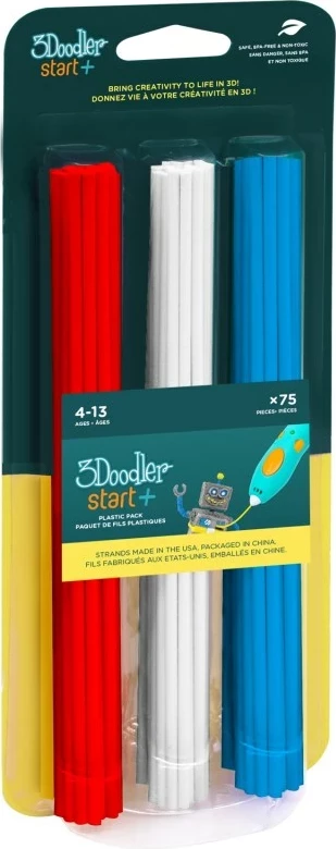 Material za 3D tiskanje iz kompostne plastike, modra, rdeča, bela 3Doodler Start 3DS-ECO-MIX1-75
