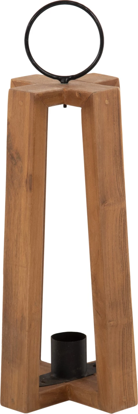 Lanterni za sveče z obročastimi ročaji FH4276 iz tikovine v naravni barvi 24x24x50-61H cm