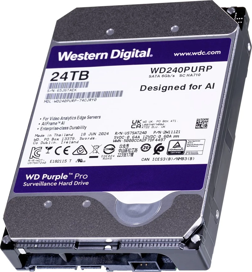 Notranji disk za nadzor Western Digital Purple Pro WD240PURP 24 TB