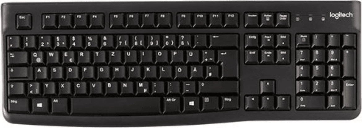 Žična tipkovnica, Logitech K120 Business 920-002516, z USB kablom, nemška postavitev QWERTZ, črna