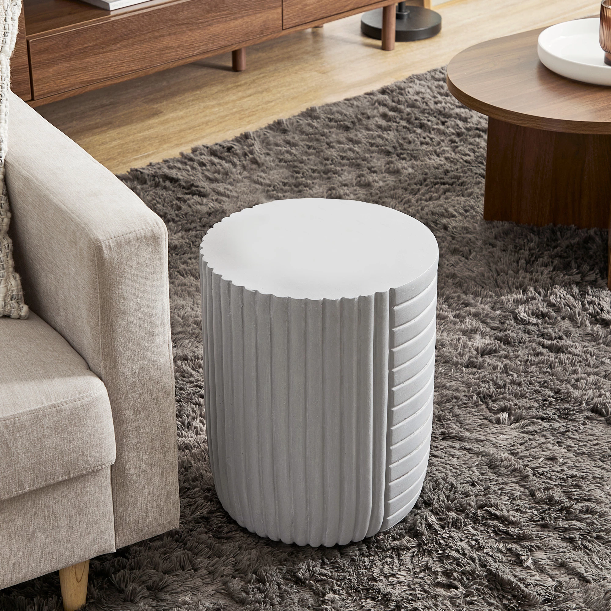 Geometrijska stranska miza, bela, 35x35x46