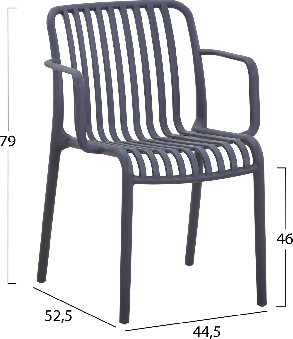 Zunanji naslanjač CONVEE FH6105.03 iz polipropilena v sivi barvi 55x56x79H cm