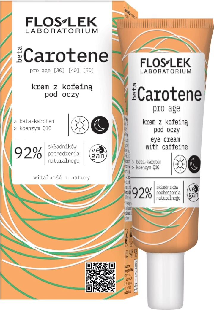 Krema za oči betaCarotene Pro Age s kofeinom, Floslek, 30 ml, ženske