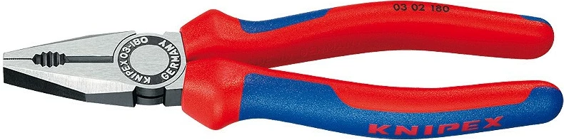 Klešče Knipex 03 02 160, jeklo, plastični ročaji, 160 mm, rdeče/modri