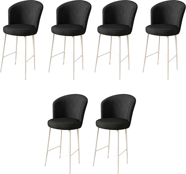 Set barskih stolov (6 kosov), Hanah Home, Alte, črno in belo