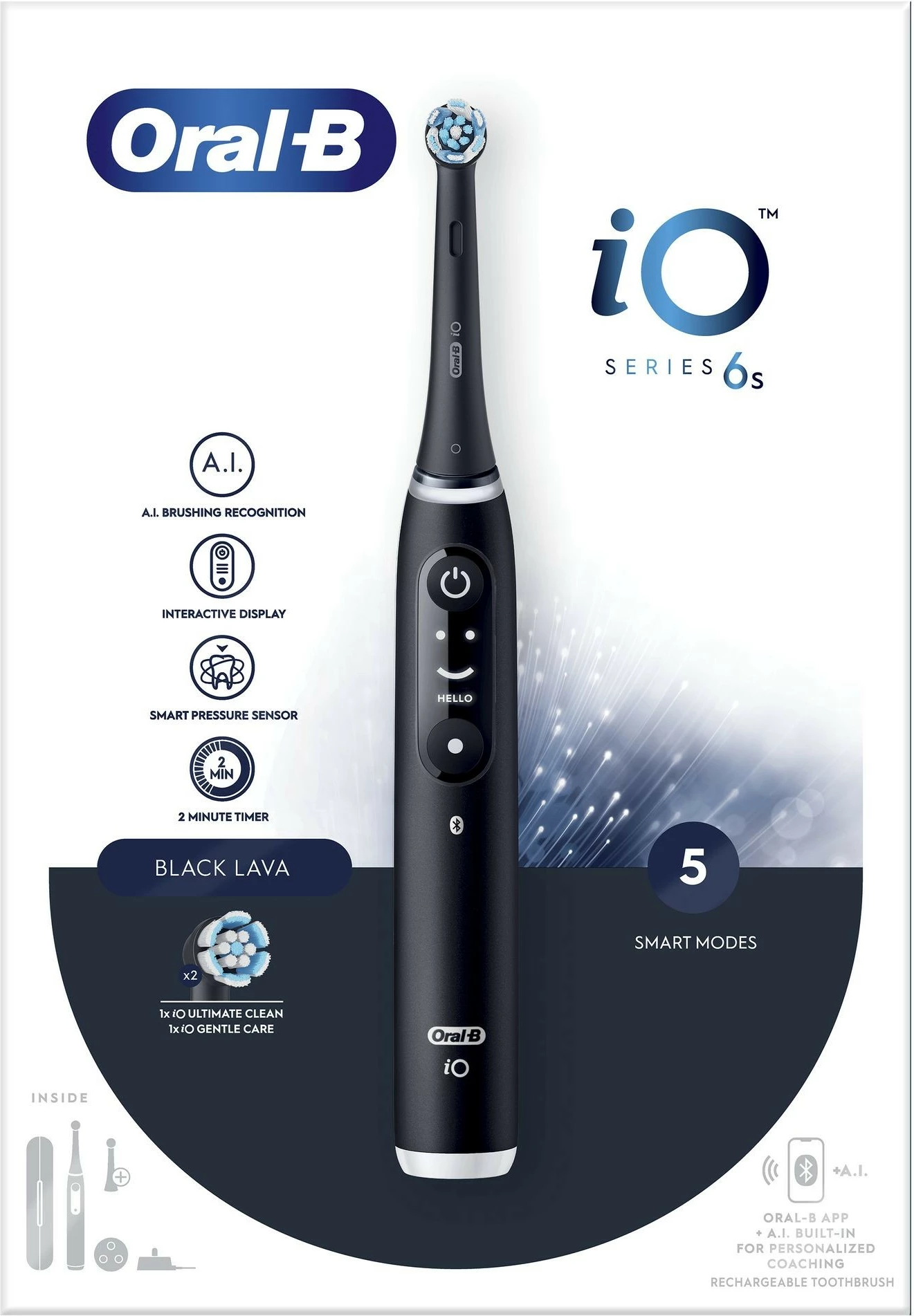 Električna zobna ščetka Oral-B iO 6, 5 načinov, črna