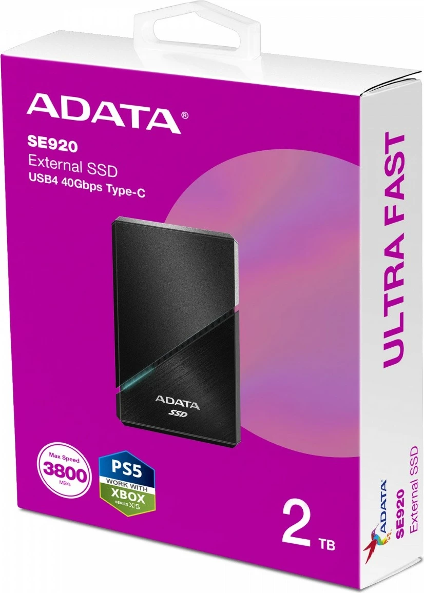 Zunanji SSD Adata SE920, 2 TB, USB4 Type-C, črn