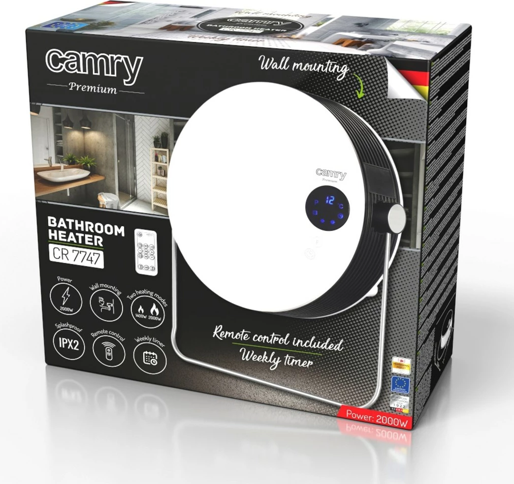 Kopalniški radiator CAMRY CR 7747, 2000 W, bel