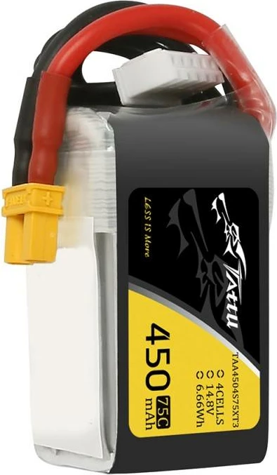 LiPo baterija 450mAh 14,8V 75C 4S1P z XT30, Tattu
