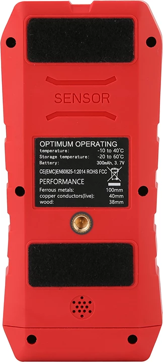 Skenirnik sten in detektor skritih materialov, UNI-T UT387E, zaslon 2,4", zaznava kovin/lesa/napetostnih žic do 100 mm, Li-ion baterija z USB, rdeče-siv