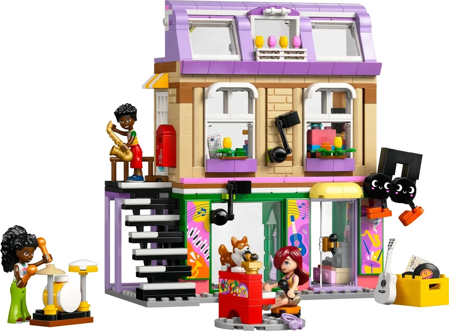 Igralni set trgovina z glasbo in stanovanje 42653 LEGO Friends, 3 minifigure, za otroke 7+