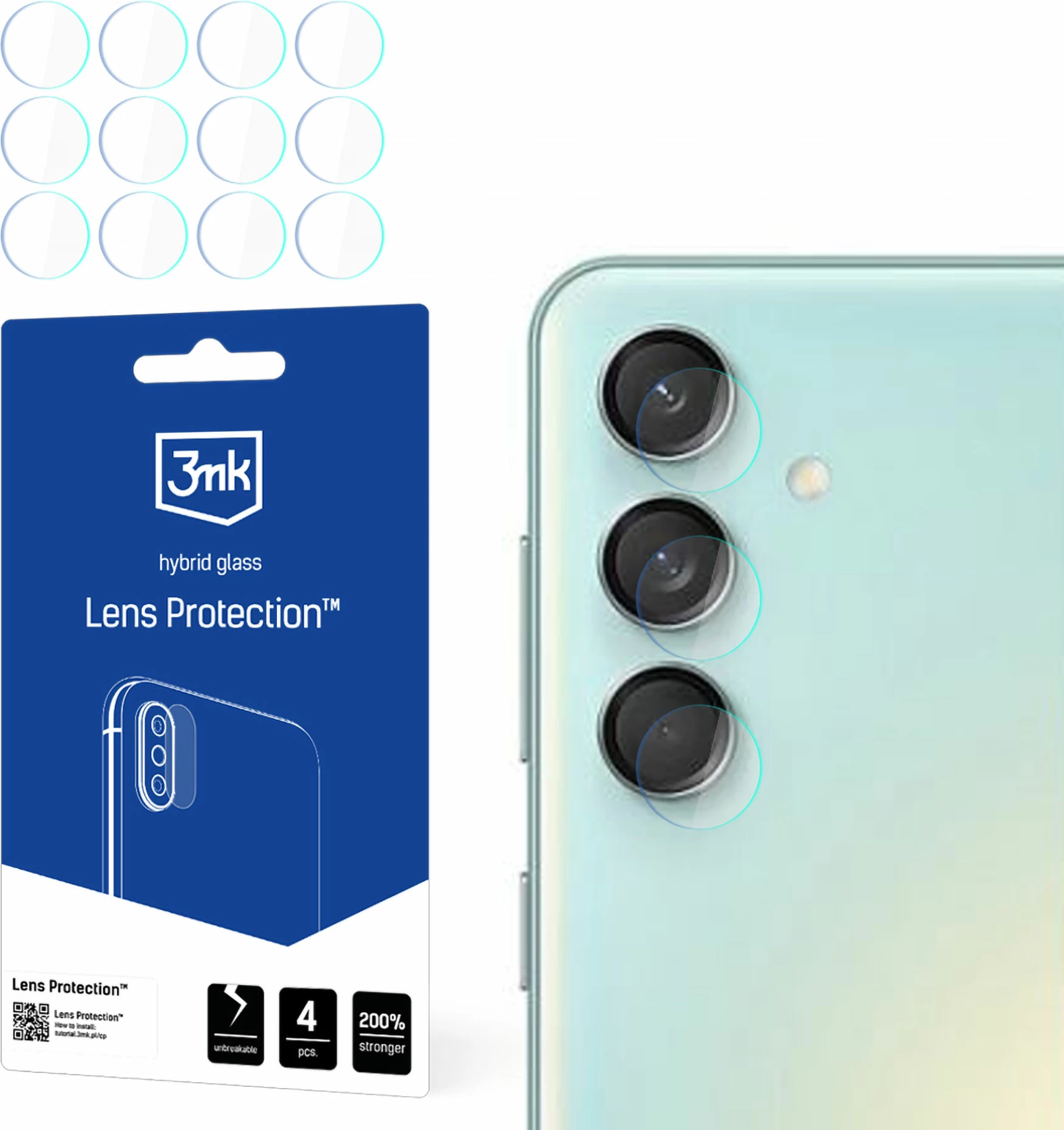 Zaščitno steklo za kamero 3mk Protection za Samsung Galaxy M55, 4 kosa