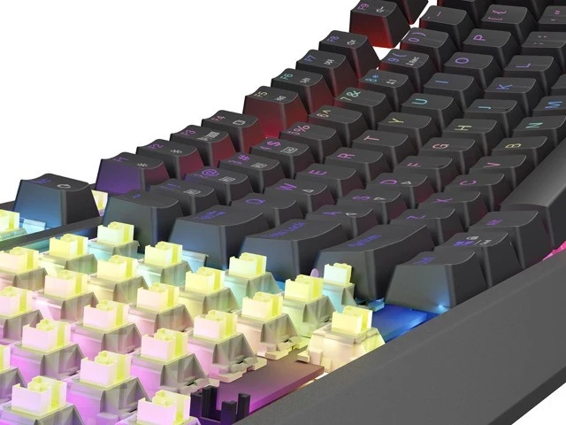 Mehanska brezžična tipkovnica z RGB osvetlitvijo Genesis Thor 230 TKL, Outemu Silent Lemon, črna