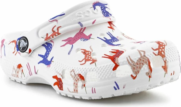 Otroške natikače z enorogom Crocs, bele