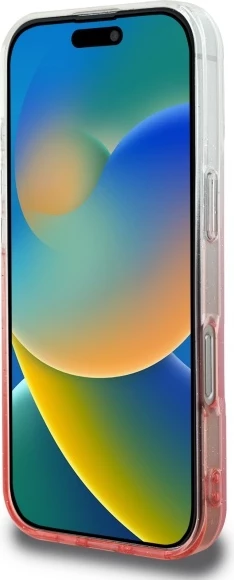 Ovitek za telefon IML z sijočim gradientom, združljiv z MagSafe za iPhone 16 Pro, rožnat - Guess
