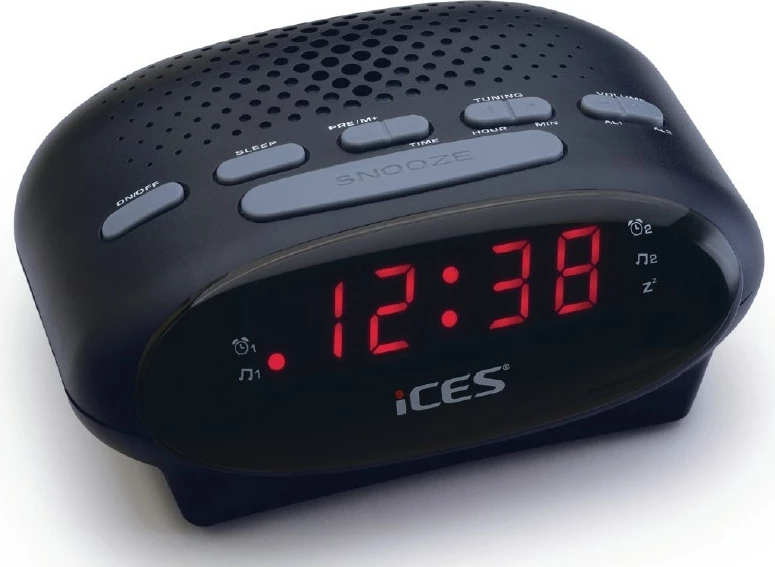 Alarmni radio z uro Lenco ICR-210, LED, FM, črn