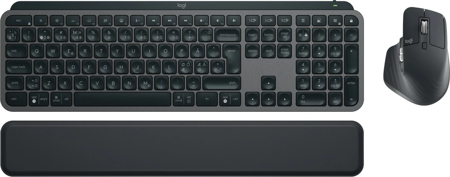 Set tipkovnice in miške Logitech 920-010931, brezžično RF + Bluetooth, QWERTY, LED, grafit