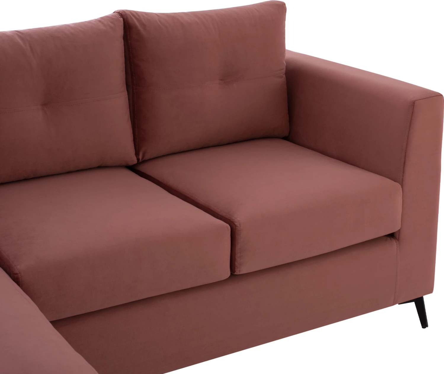 Kotna sedežna garnitura ΡONZA, prašno roza, visoke noge, 2 kosa, reverzibilna, tkanina, odporna na madeže in vodo