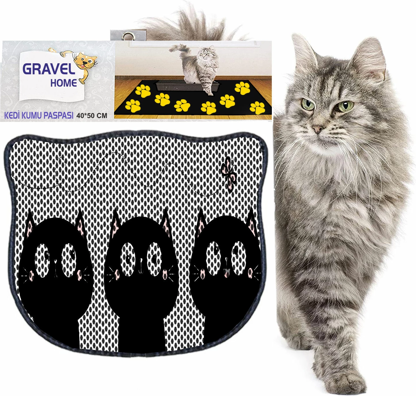 Preproga za mačji pesek, večbarvna, Paws & Whiskers Kdkafa0225, 40x50 cm