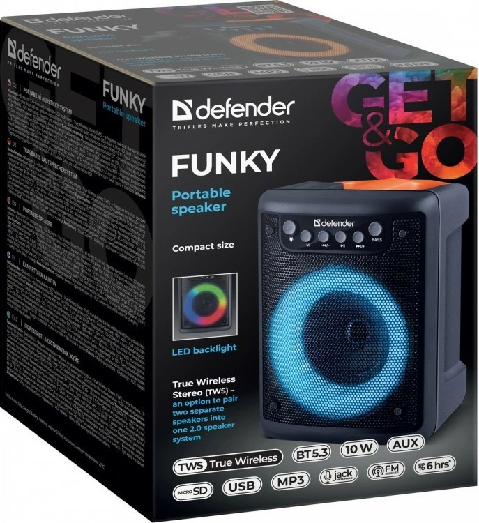 Bluetooth zvočnik Defender Funky 10 W, črn