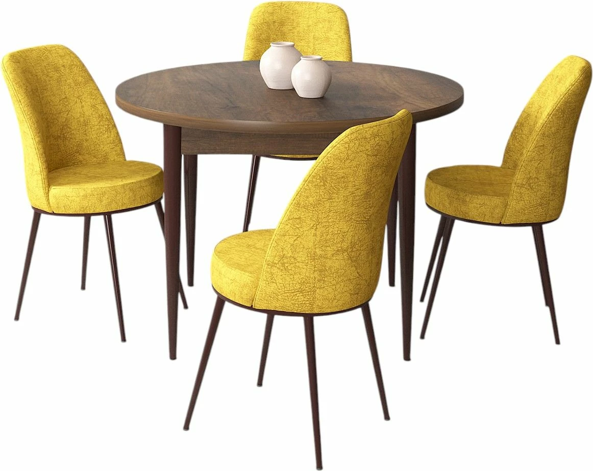 Set mize s stoli, 5 kosov, baročna in gorčična barva, Skye Decor