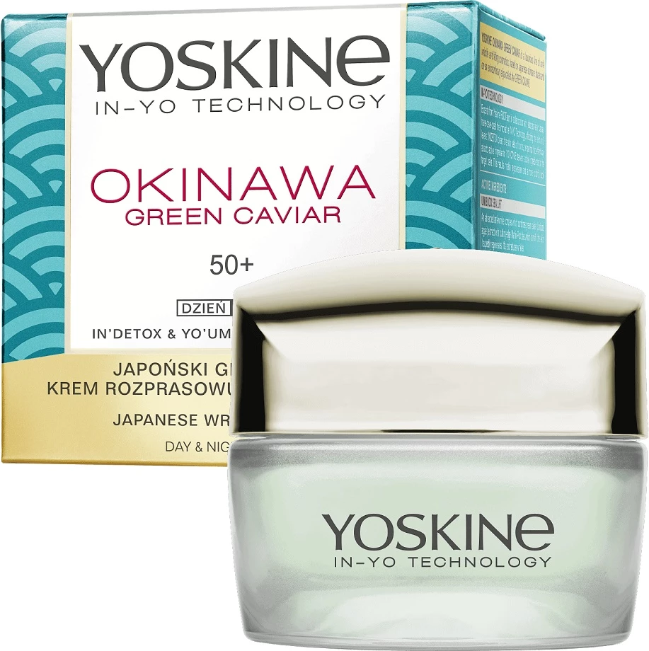 Krema za obraz za zrelo kožo 50+ Yoskine Okinawa Green Caviar Day and Night, 50 ml