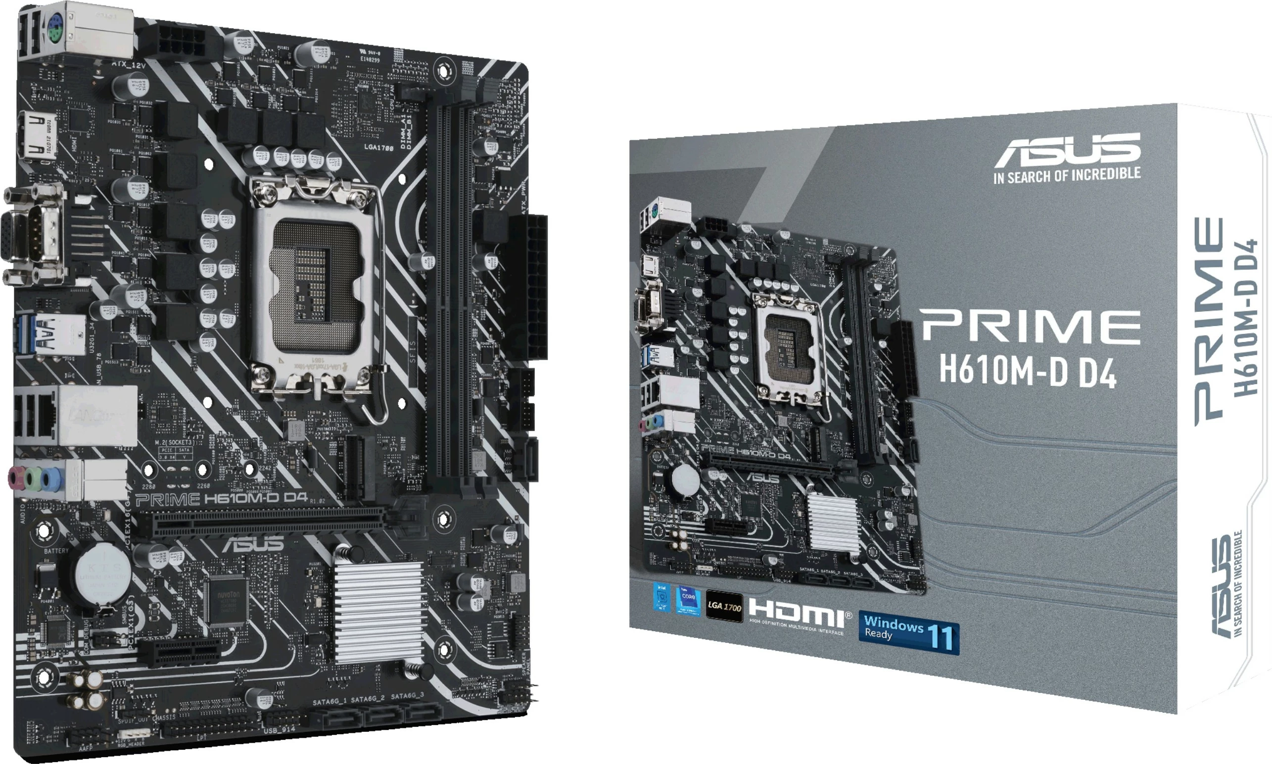 Matična plošča ASUS PRIME H610M-D D4, LGA 1700, DDR4, micro ATX, črna