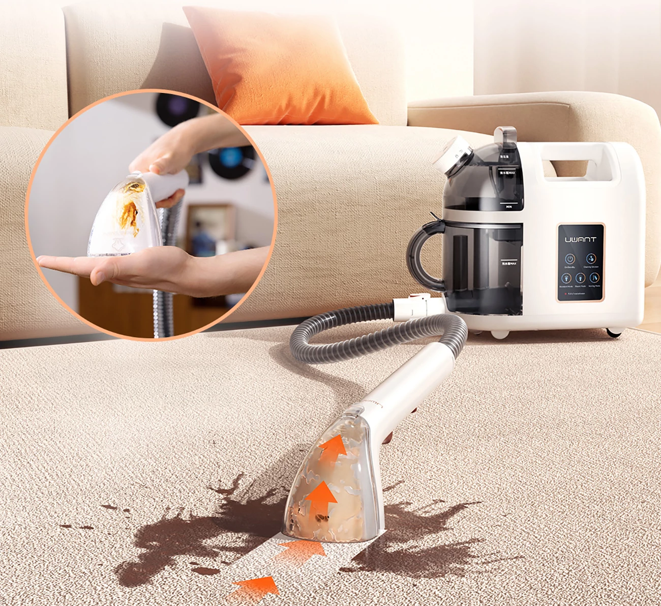 Parni in vodni sesalnik, 12000Pa, 1900W, bel, komplet dodatkov UWANT B200