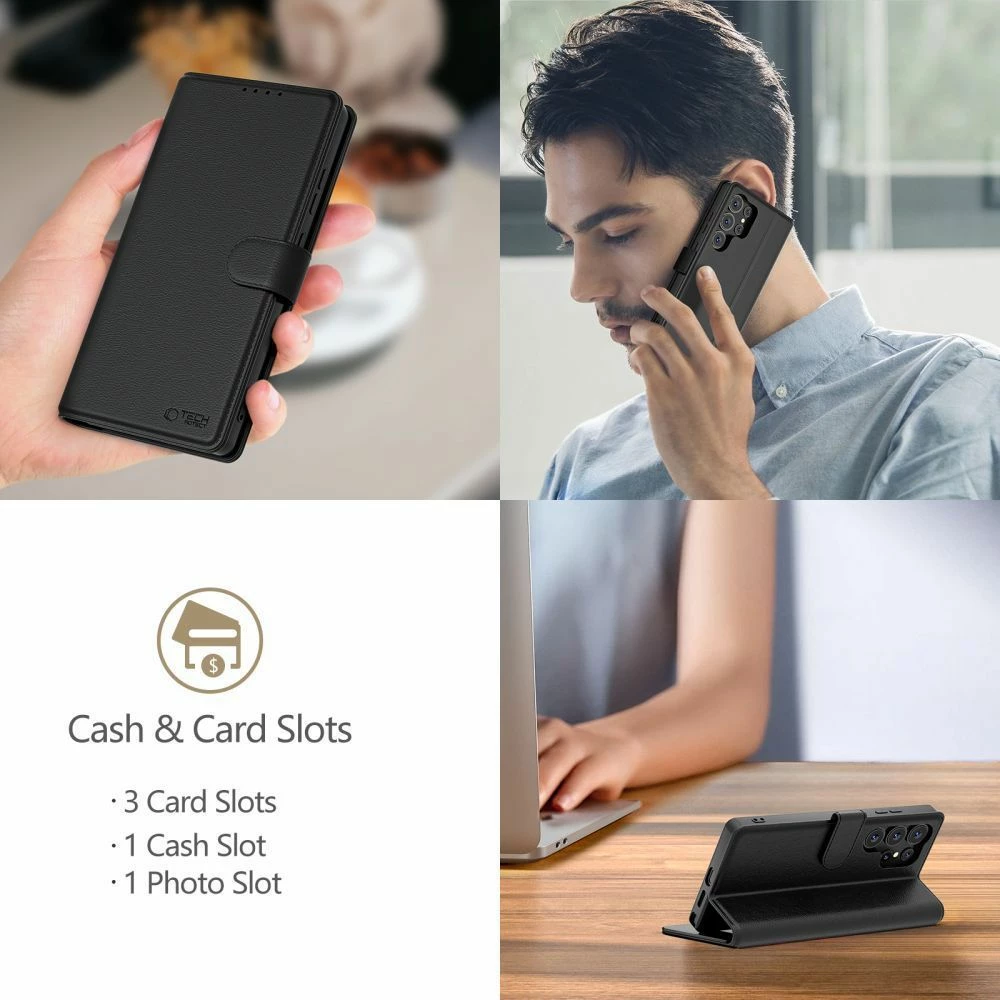 Ovitek za telefon z denarnico Tech-Protect Wallet za Nothing Phone 3A, mat črn