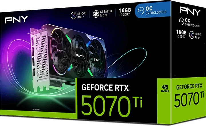 Grafična kartica RTX 5070 Ti Verto ARGB OC 16GB GDDR7 3Fan, PNY