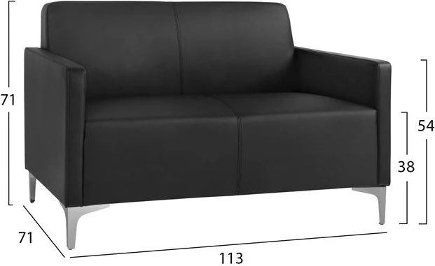 2-sedežna zofa Nellie FH3159.21 črna PU 113x71x71cm