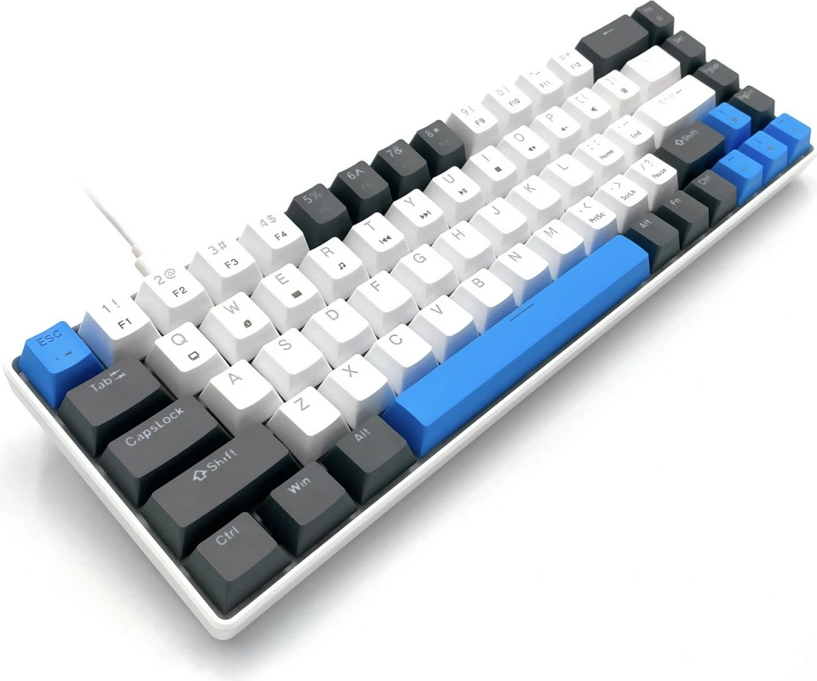 Mehanska igralna tipkovnica 60%, 68 tipk, USB-C, LED RGB, Media-Tech Red Core MX60 MT1259, črna/modra/bela