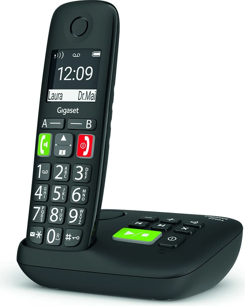 Brezžični telefon s samodejnim sekretarjem Gigaset E290A, črn