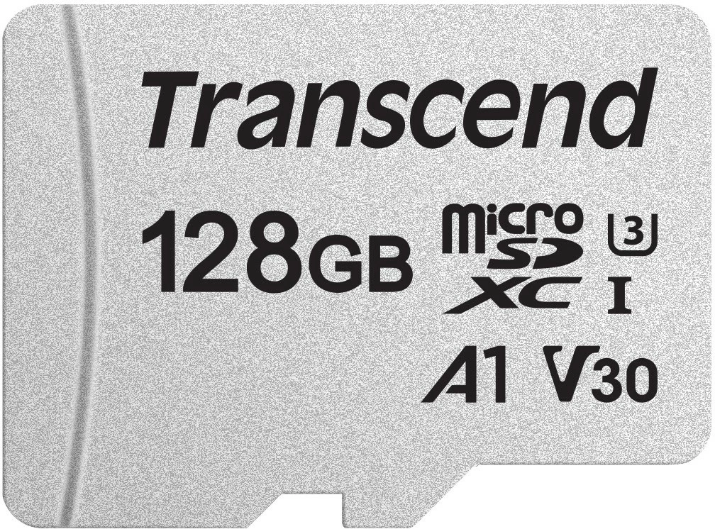 MicroSDXC pomnilniška kartica Transcend 300S 128GB, Class 10, U3, A1, V30, srebrna