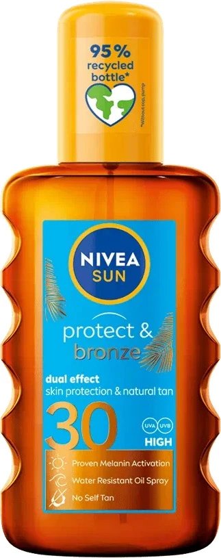 Zaščitno olje v spreju za sončenje za ženske Protect & Bronze SPF30, 200 ml, Nivea Sun