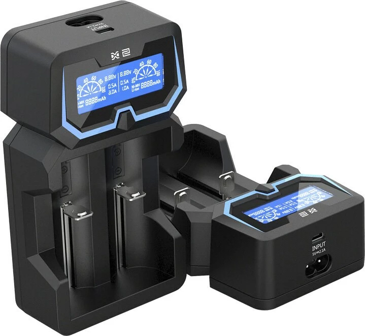 Polnilec baterij XTAR X2, za Li-ion 18650, črn