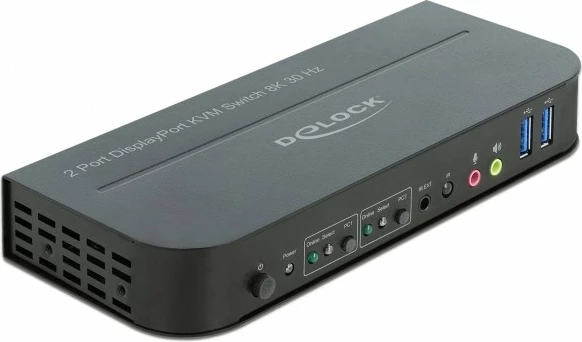 KVM-stikalo DeLOCK 11482, 2x DisplayPort, 8K Ultra HD, USB, črno