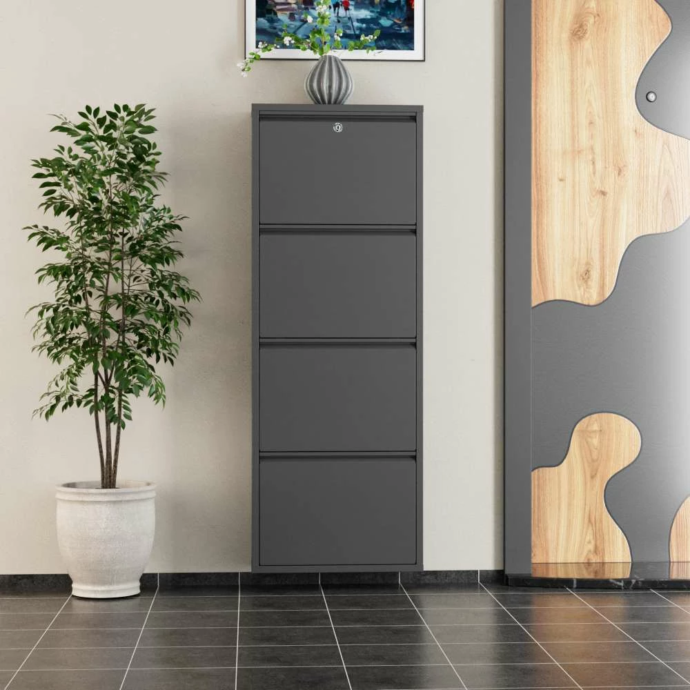 Omarica za čevlje, 4-delna, kovinska, antracit, z zaklepanjem Skye Decor